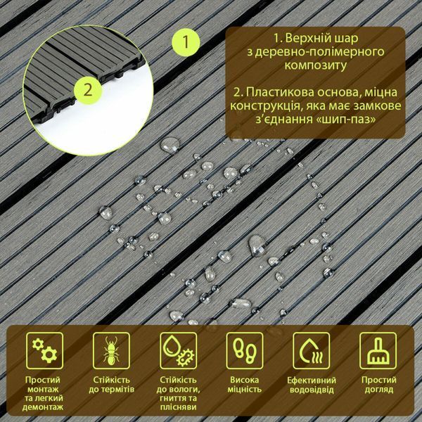 Композитна плитка ДПК 600х300х23 мм SW-00003288 SW-00003288 фото